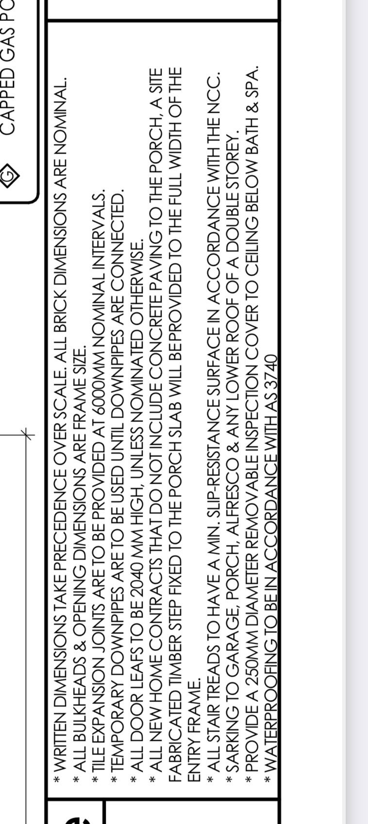 Plan notes requiring temporary downpipes through construction, Tarneit